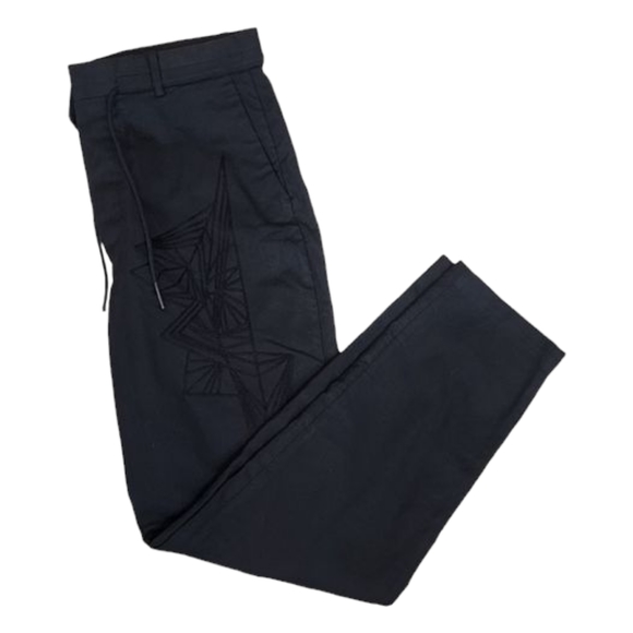 NEW Men's Designer Antony Morato Black Trousers w/Geometric Embroidery Size: 34 - Picture 5 of 9